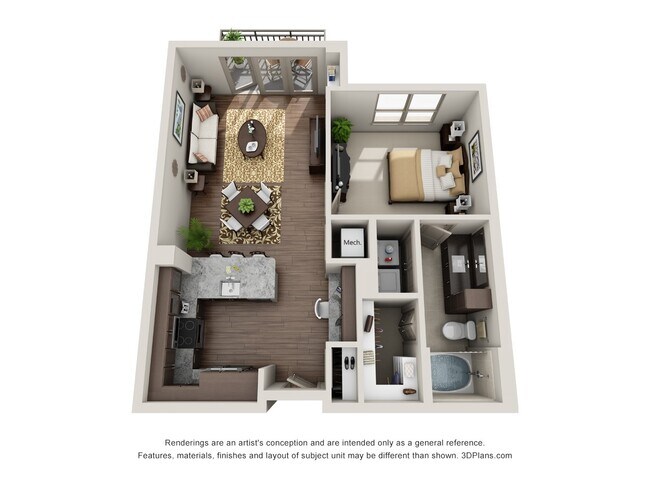 One Bedroom One Bath - A2.2 5101 floor plan